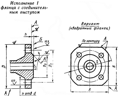 исполнение фланца 1 с соединительным выступом